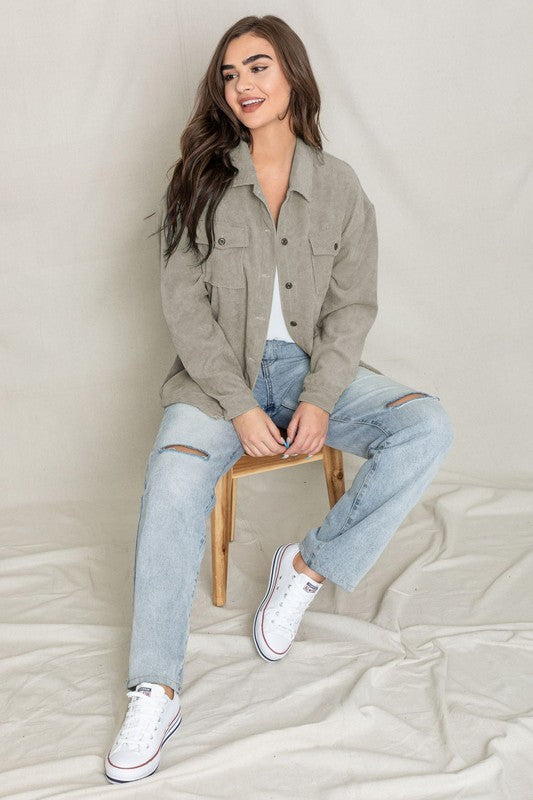 EG fashion Corduroy Boyfriend Oversized Jacket