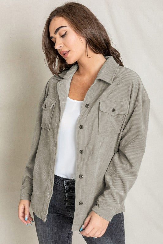 EG fashion Corduroy Boyfriend Oversized Jacket