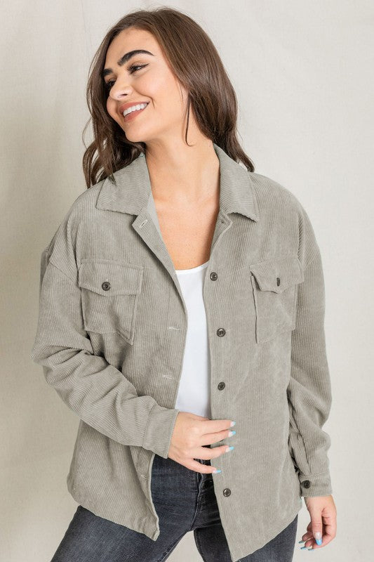 EG fashion Corduroy Boyfriend Oversized Jacket