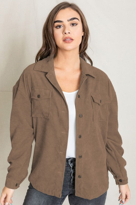 EG fashion Corduroy Boyfriend Oversized Jacket