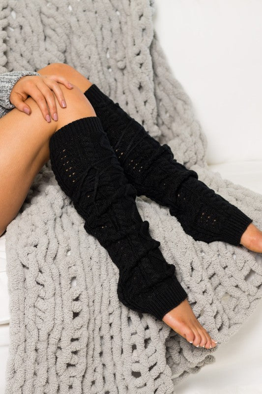 Aili's Corner Cable Knit Long Tie Leg Warmer – TheMogan