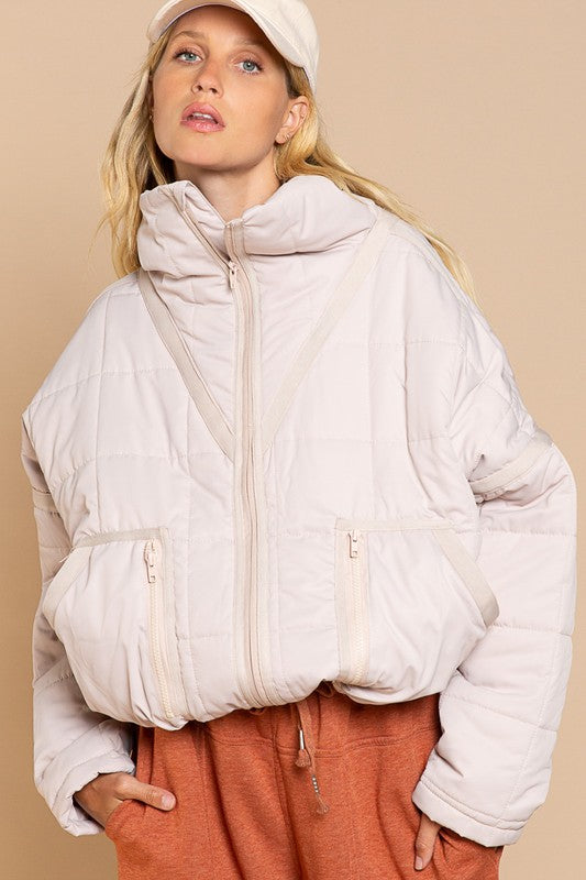 Load image into Gallery viewer, POL Quilted With Zipper Closure Jacket
