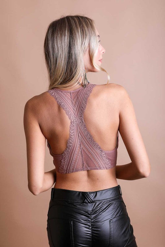 Leto Seamless Front Lace Racerback Bralette