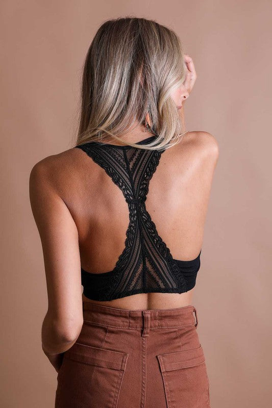 Leto Seamless Front Lace Racerback Bralette