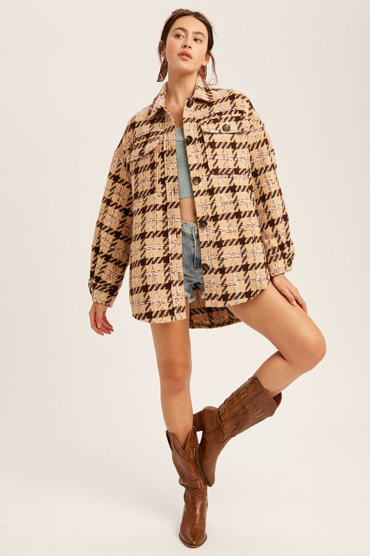 Load image into Gallery viewer, Listicle Oversized Plaid Soft Sherling Shacket
