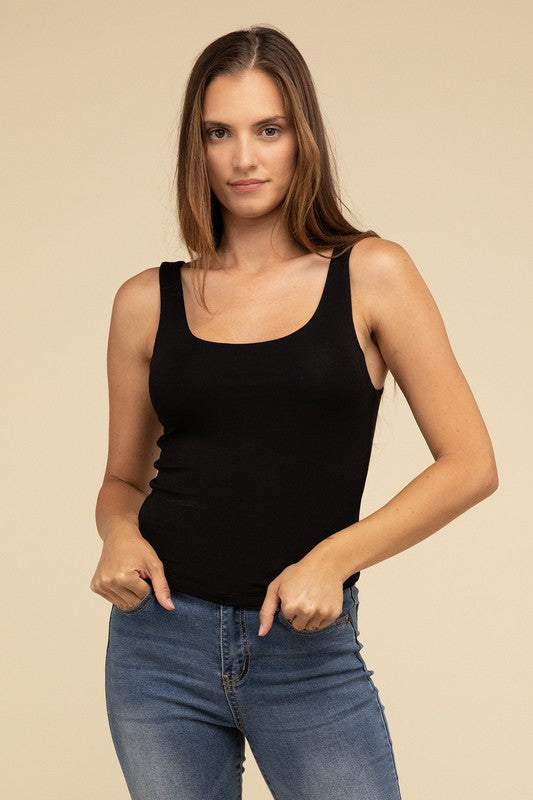 ZENANA Double Layer Round Neck Tank Top