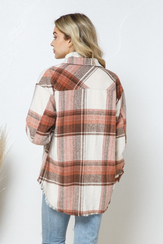 Blue B Yarn Dyed Plaid Shirt Jacket Shacket