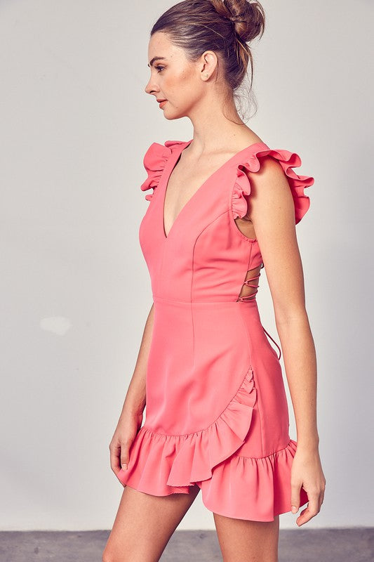 Load image into Gallery viewer, Do + Be Collection Junior V-Neck Ruffle Dress

