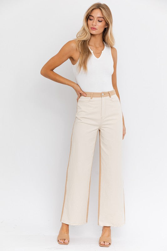 Load image into Gallery viewer, LE LIS Color Block Twill Straight Pants
