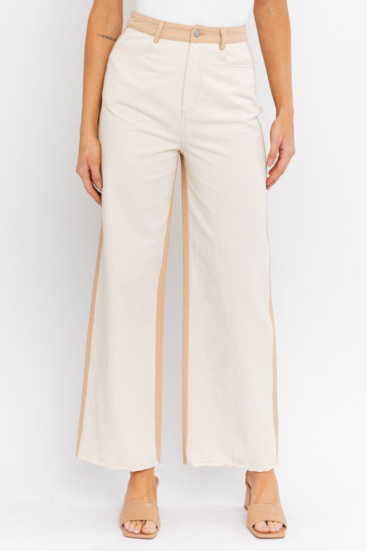 Load image into Gallery viewer, LE LIS Color Block Twill Straight Pants
