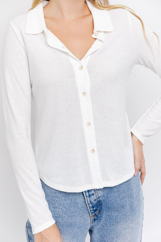 Gilli Long Sleeve Button Down Top