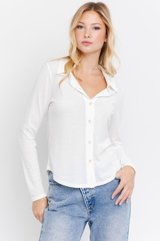 Gilli Long Sleeve Button Down Top