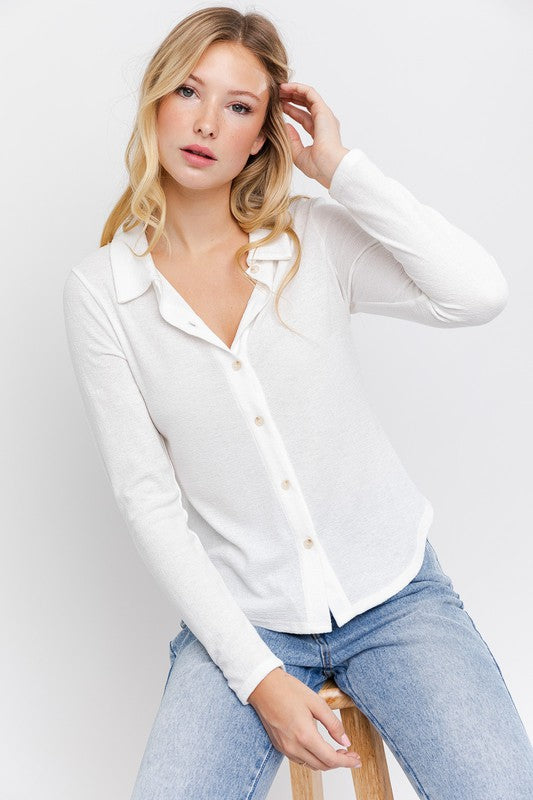 Gilli Long Sleeve Button Down Top