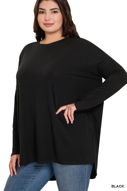 Load image into Gallery viewer, ZENANA Plus Dolman Long Sleeve Round Neck Top

