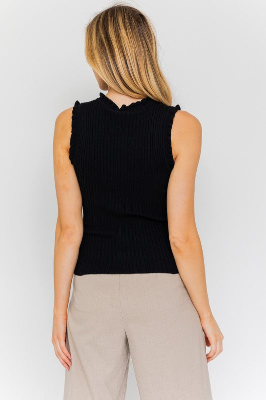 Gilli Ruffle Detail Sleeveless Sweater Top