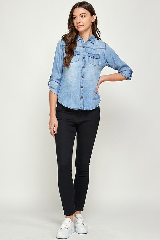 Blue Age TENCEL TOP DENIM BLOUSE