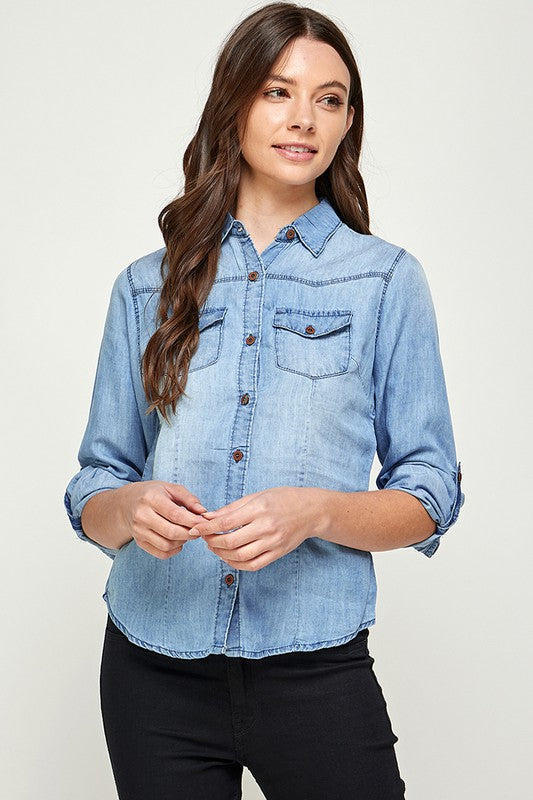 Blue Age TENCEL TOP DENIM BLOUSE