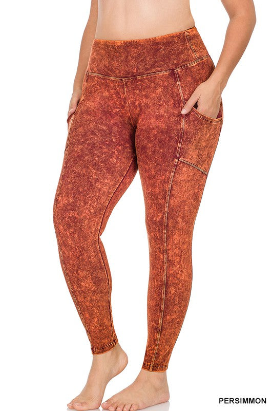 Load image into Gallery viewer, ZENANA Plus Mineral Wash Wide Waistband Full Leggings
