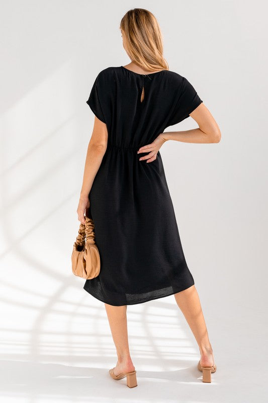 Gilli Elastic Shirring Midi Dress