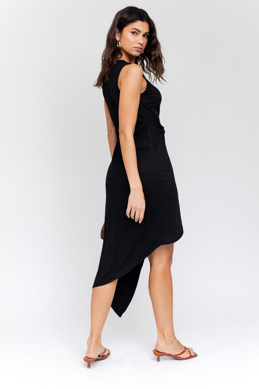 Gilli Sleeveless Twist Wrap Rib Midi Dress