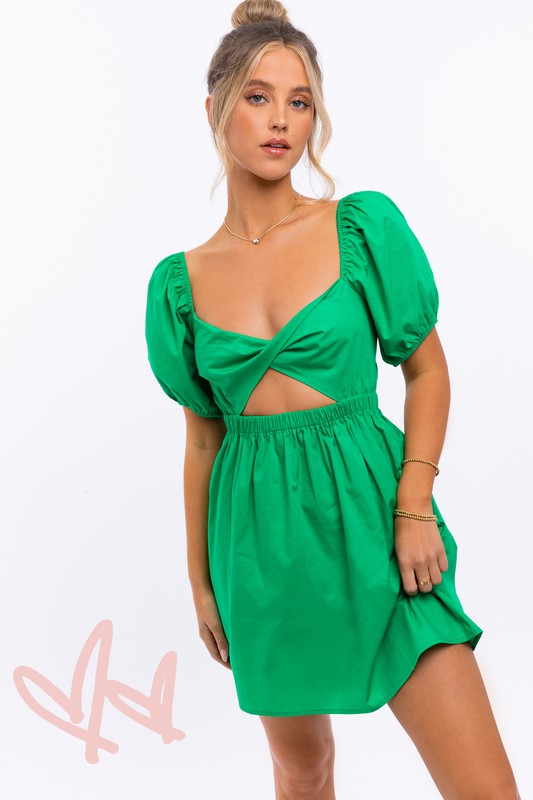 LE LIS Half Sleeve Twisted Front Dress