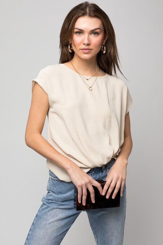 Gilli Short Sleeve Top With Twist Hem Detail