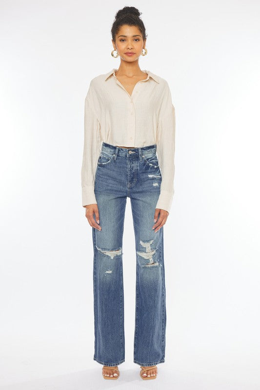 Kan Can Ultra High-Rise Distressed 90s Flare