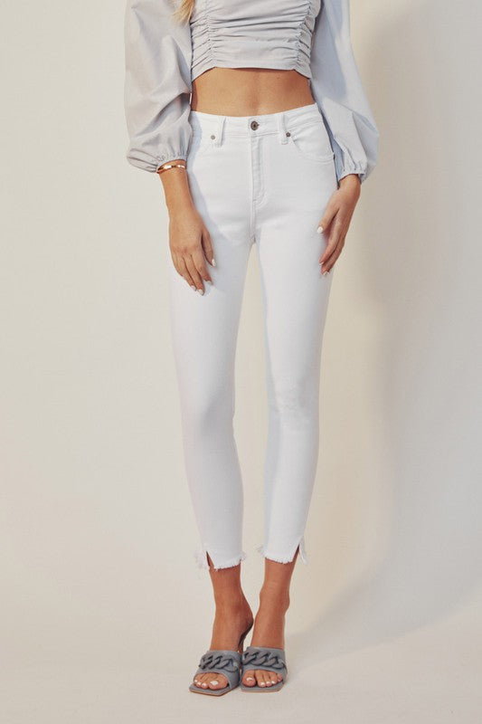 Load image into Gallery viewer, Kan Can High Rise Ankle Skinny White Jeans
