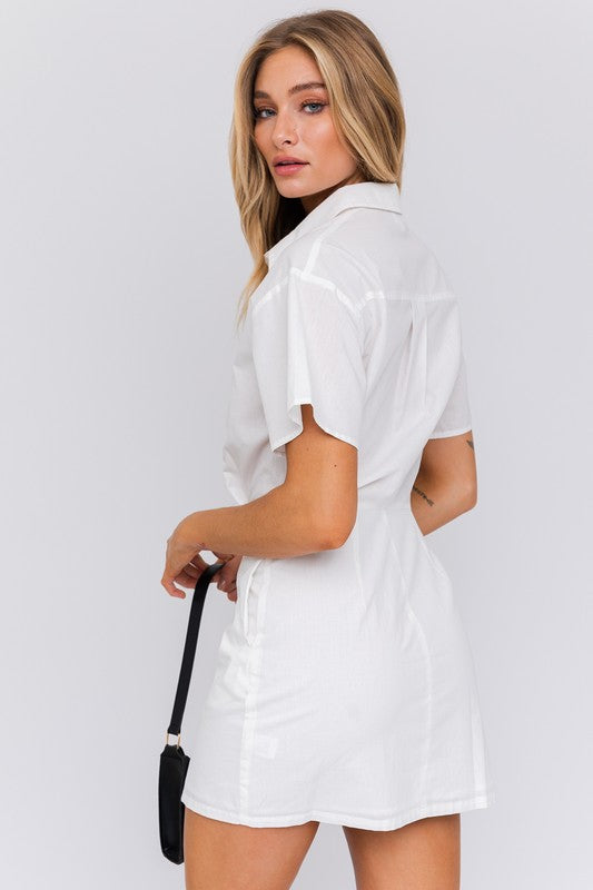 LE LIS Half Sleeve Shirt Mini Dress