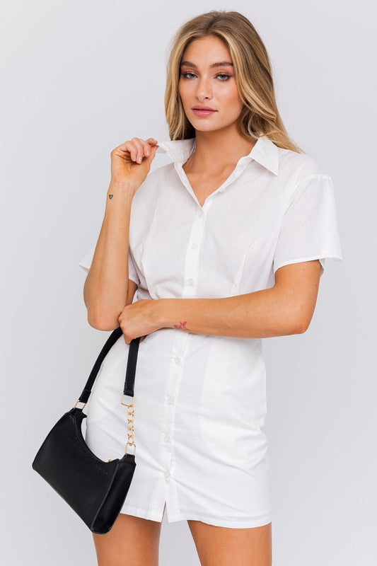 LE LIS Half Sleeve Shirt Mini Dress