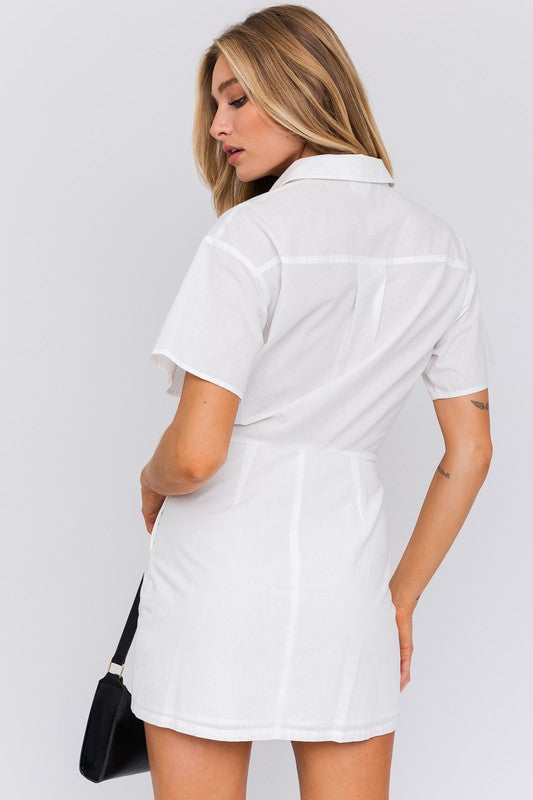 LE LIS Half Sleeve Shirt Mini Dress