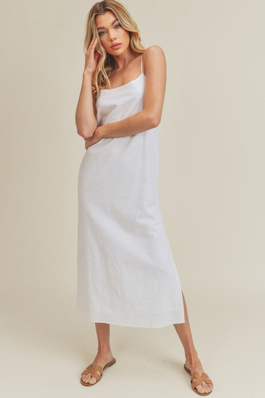 Aemi + Co LISA Sleeveless Linen Slit Midi DRESS