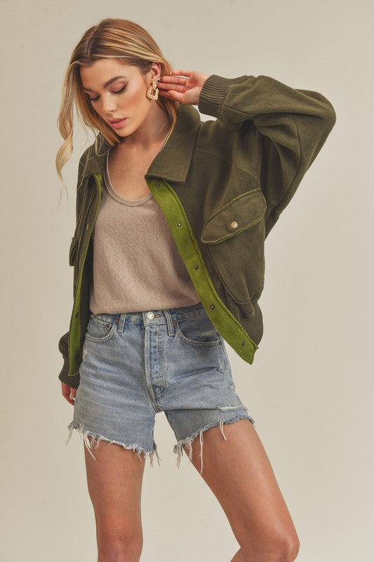 Aemi + Co So Cozy Oversized Bomber Jacket