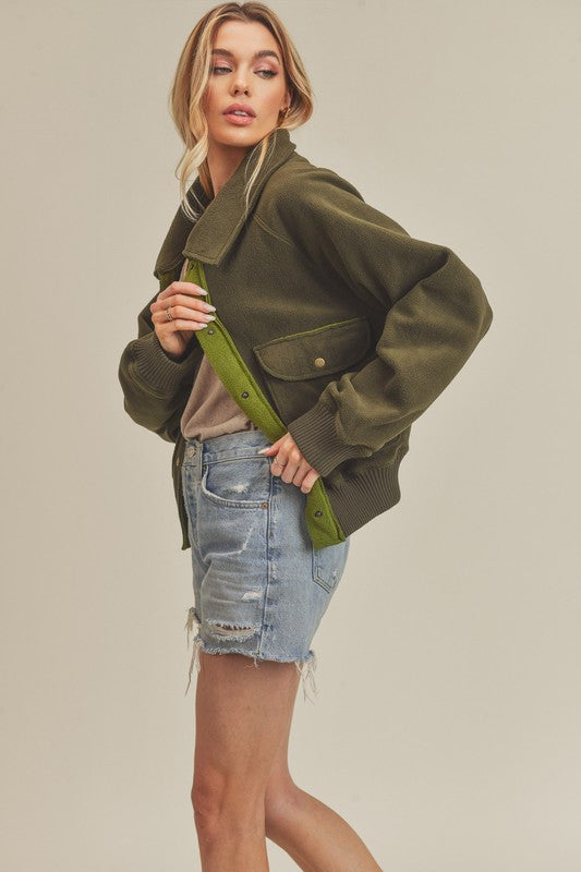 Aemi + Co So Cozy Oversized Bomber Jacket