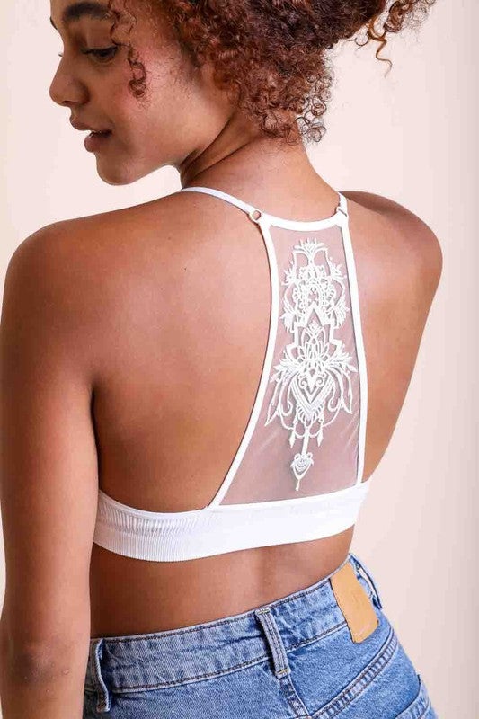 Leto Tattoo Mesh Racerback Bralette