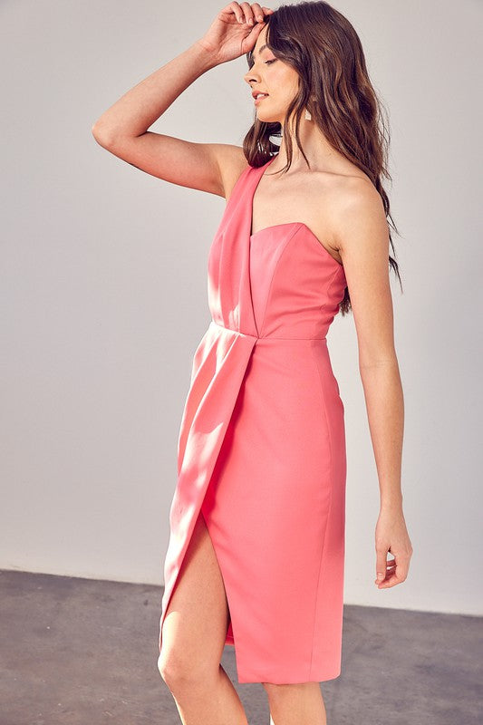 Do + Be Collection Junior One Shoulder Overlap Dress