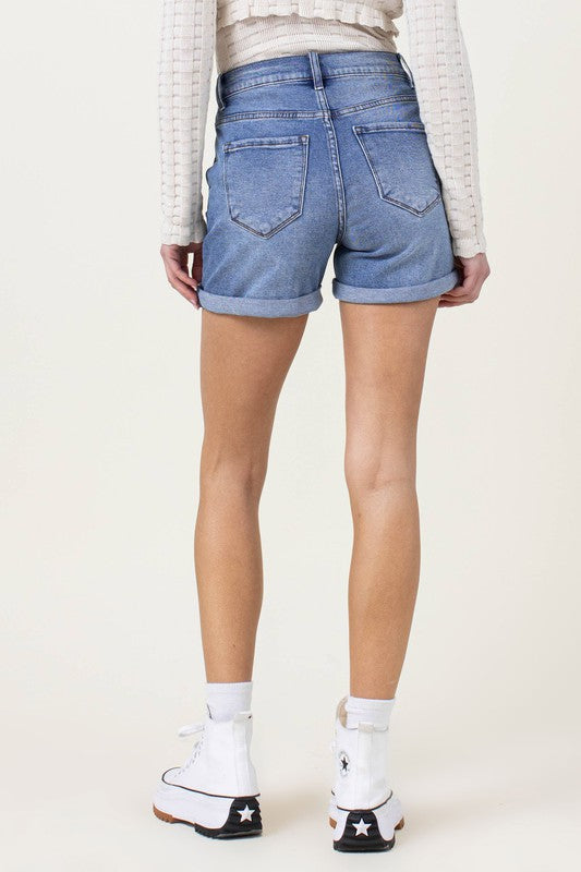 Vibrant M.i.U DENIM SHORTS W PIN TUCK DETAIL