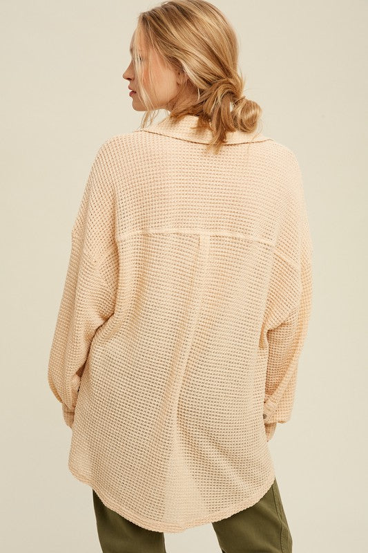 Load image into Gallery viewer, Listicle Soft Thermal Knit Shacket Top
