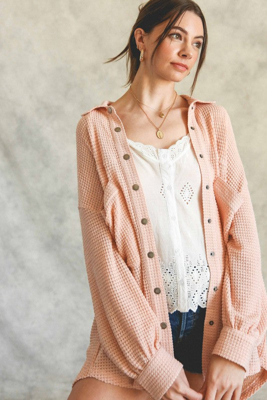 Listicle Soft Thermal Knit Shacket Top