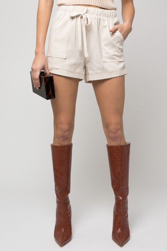 Gilli Elastic Waist Front Pocket Roll-Up Shorts