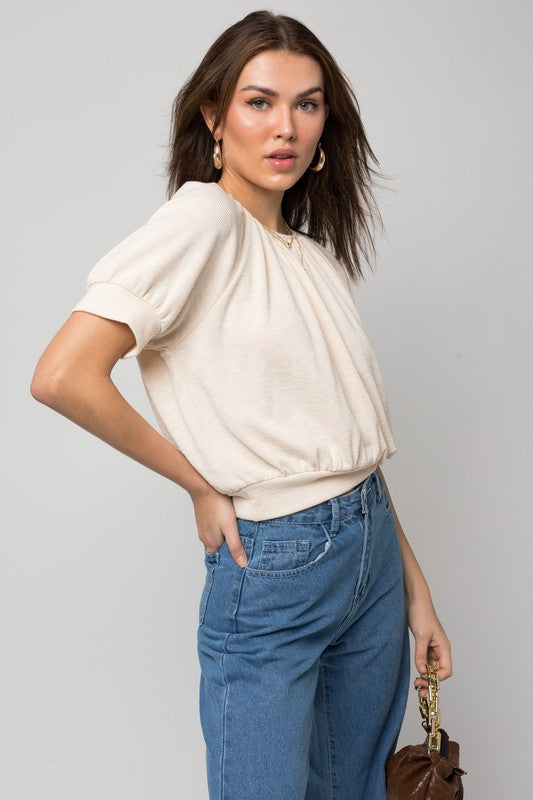 Gilli Shirring Neck Rib Top