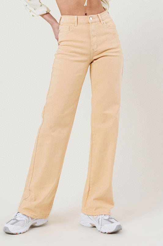 Vibrant M.i.U HIGH WAISTED WIDE CUT STRAIGHT LEG JEANS