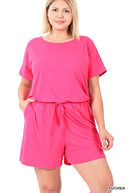 ZENANA Plus Brushed DTY Romper with Pockets