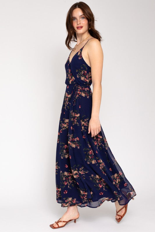 Gilli Spa Strap Floral Printed Maxi Wrap Dress