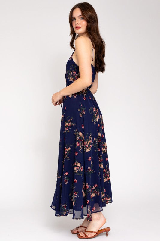 Gilli Spa Strap Floral Printed Maxi Wrap Dress