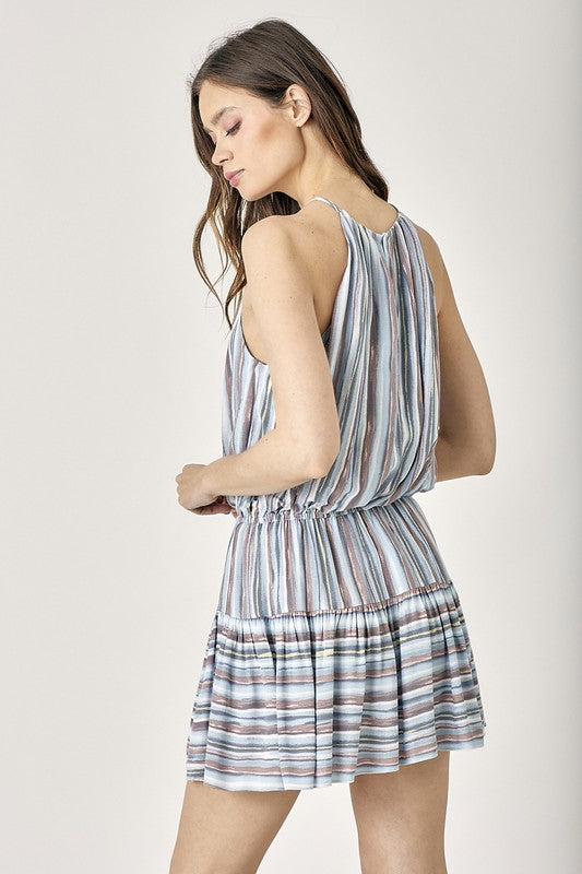 Load image into Gallery viewer, Mustard Seed Junior Keyhole Neck Stripe Printed Dress
