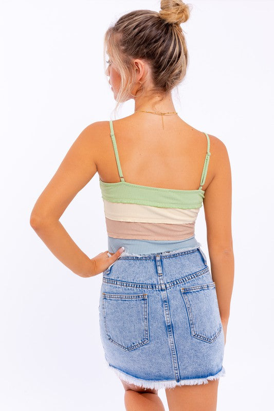 LE LIS Lettuce Hem Detail Spaghetti Top