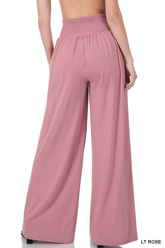 ZENANA Smocked Waist Wide Leg Pants