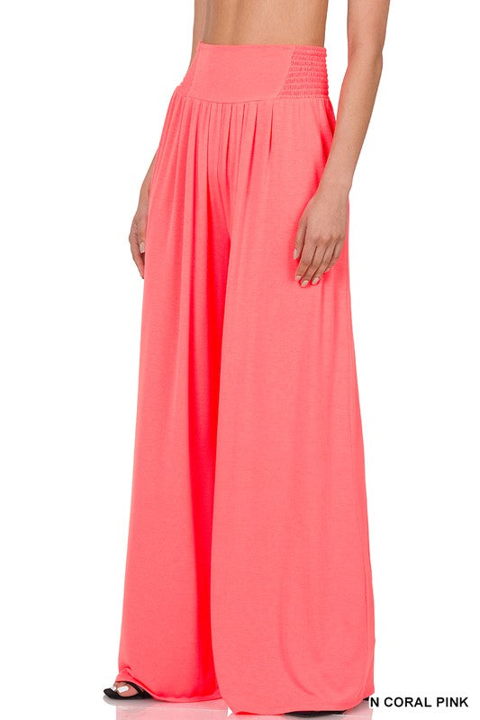 ZENANA Smocked Waist Wide Leg Pants