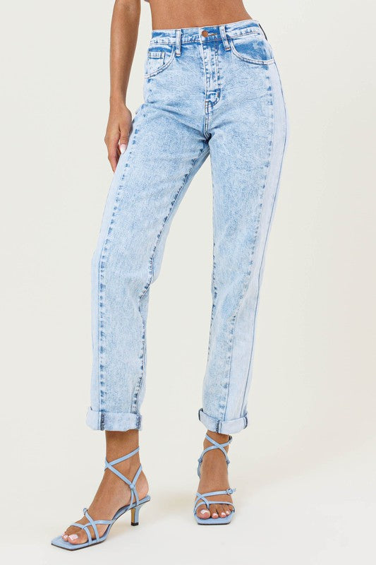 Vibrant M.i.U HIGH RISED COLOR BLOCK BOYFRIEND JEANS